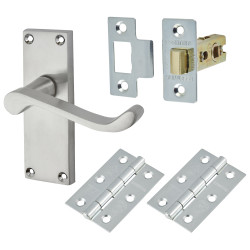 Touchpoint Satin Chrome Budget Scroll Latch Door Handles Pack - Short Plate