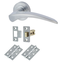 Touchpoint Satin Chrome Latch Door Handles on Rose Pack - Aston Range