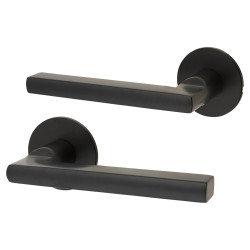 Jigtech Matt Black Door Handles on Round Slim Rose - Schema Rita Range