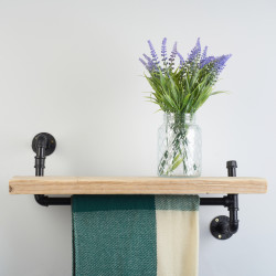 Altro 1/2" Drill Through Pipe Shelf Kit with Hanging Rail - Black