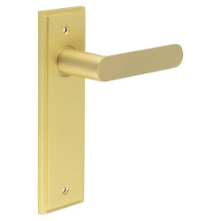 Burlington by Frelan Satin Brass Fire Rated Latch Door Handles - Kensington - 200 x 55mm