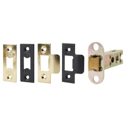Heavy Duty Architectural Tubular Latch - 75mm Case - 57mm Backset - Electro Brass/Matt Black