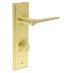 Burlington by Frelan Satin Brass Fire Rated DIN Bathroom Door Handles - Knightsbridge - Inner 2 - 200 x 55mm