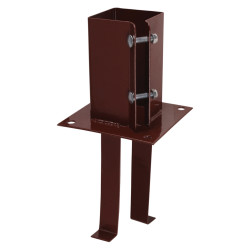 Powapost Fence Post Concrete in Shoe - Twin Bolt - 75 x 75mm - Brown Powder Coated