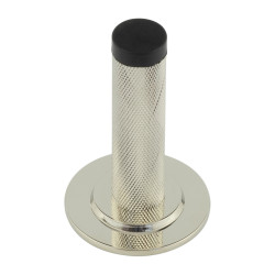 Burlington by Frelan Knurled Door Stop on Stepped Rose - 76mm Projection - Polished Nickel