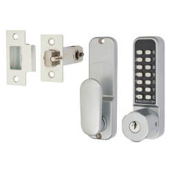 Borg BL2701 Easicode Pro Push Button Code Lock and Latch with Key Override - Holdback Option - Grey