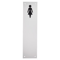 Touchpoint Finger Plate - Ladies Toilet Door Sign - 300 x 75mm - Satin Anodised Aluminium