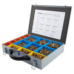 Reisser Cutter Pozi Countersunk Wood Screws Trade Pack Carry Case - Yellow Zinc - Pack of 2480