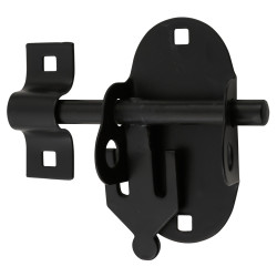 Brenton Upright Oval Gate Padlock Bolt - 95mm Length - Black Japanned