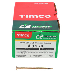 TIMCO C2 Strong-Fix Pozi Double Countersunk Wood Screws - 4.0 x 70mm - Yellow Zinc - Pack of 200