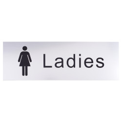 Altro Ladies Toilet Door Sign - 300 x 100mm -  Brushed Silver Plastic