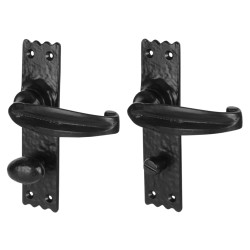 Olde Forge Antique Black Iron Tudor Bathroom Door Handles - 152 x 38mm