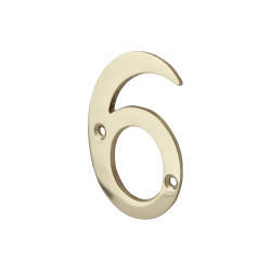 76mm Screw Fix Door Numeral - 6/9 - Polished Brass