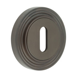 Burlington BUR60 by Frelan Escutcheon on Reeded Rose - 53mm Diameter - Keyhole - Dark Bronze