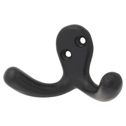 Alexander & Wilks Victorian Double Coat Hook - 30 x 24mm - Epoxy Black