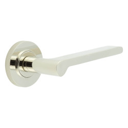 Burlington by Frelan Polished Nickel Fire Rated Door Handles on Round Knurled Rose - Fitzrovia Range