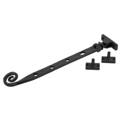 Olde Forge Curly Tail Casement Window Stay - 10"/250mm Length - Antique Black Iron