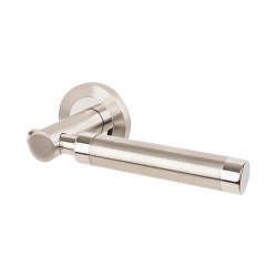 Steelworx Satin/Polished Stainless Steel Door Handles on Round Rose - Astoria Range