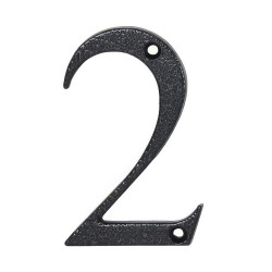76mm Screw Fix Door Numeral - 2 - Antique Black Iron