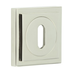 Burlington BUR60 by Frelan Square Escutcheon on Stepped Rose - 52 x 52mm - Keyhole - Polished Nickel