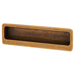 Altro Alton Rectangular Flush Cabinet Pull Handle - 113 x 33mm - Antique Brass