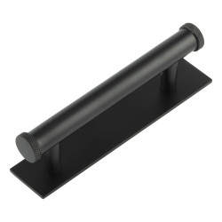 Hoxton by Frelan Wenlock 15mm Knurled T-Bar Cabinet Pull Handle on Plain Backplate - 96mm c/c - Black