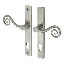Olde Forge Monkey Tail Multipoint Door Handle - Euro - RH - 92mm c/c - Pewter