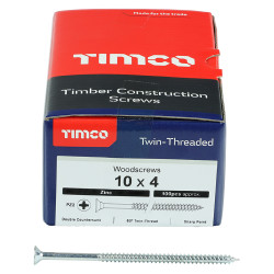 TIMCO Twin Threaded Pozi Countersunk Wood Screws - 10 x 4" - Zinc Plated - Pack of 100