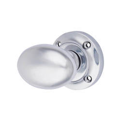 Altro Polished Chrome Oval Mortice Door Knob - 57mm Rose Diameter
