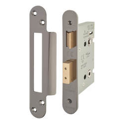 Altro Architectural Bathroom Lock - 78mm Case - 57mm Backset - Radius - Black Nickel