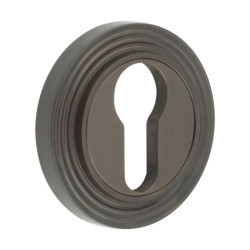 Burlington BUR61 by Frelan Escutcheon on Reeded Rose - 53mm Diameter - Euro - Dark Bronze