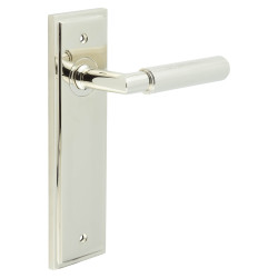 Burlington by Frelan Polished Nickel Fire Rated Latch Door Handles - Piccadilly - 200 x 55mm