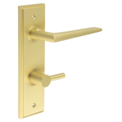 Burlington by Frelan Satin Brass Fire Rated DIN Bathroom Door Handles - Mayfair - Inner 3 - 200 x 55mm