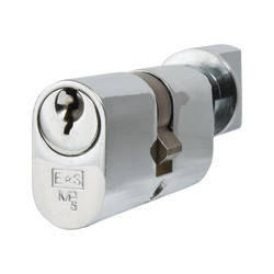 Eurospec 5 Pin 60mm Oval Thumbturn Cylinder - 30mm Turn + 30mm - Polished Chrome - Keyed Alike