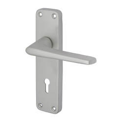 Touchpoint Satin Aluminium Keyhole Lock Door Handles - Lynx Range - 154 x 40mm