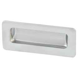 Altro Rectangular Flush Recessed Sliding Door Cabinet Pull Handle - 110 x 56mm - Satin Chrome