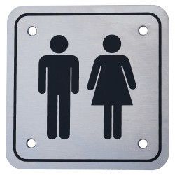 Altro Unisex Square Toilet Door Sign - 95 x 95mm - Satin Stainless Steel