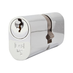 Eurospec 5 Pin 70mm Oval Double Cylinder - 35 + 35mm - Polished Chrome - Keyed Alike
