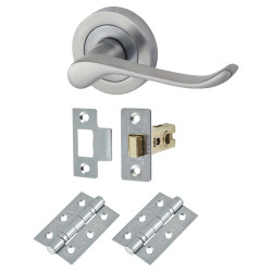 Touchpoint Satin Chrome Scroll Latch Door Handles on Rose Pack
