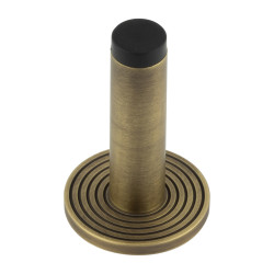 Burlington by Frelan Plain Projection Door Stop on Reeded Rose - 76mm Projection - Antique Brass