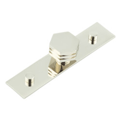 Hoxton by Frelan Nile Hex Cabinet Knob on Plain Backplate - 30mm Diameter - Polished Nickel