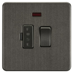 Knightsbridge 13A 1 Gang Screwless Flat Plate Switched Fused Spur with Neon - Smoked Bronze