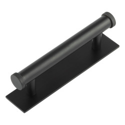 Hoxton by Frelan Thaxted 15mm Lines T-Bar Cabinet Pull Handle on Plain Backplate - 96mm c/c - Black