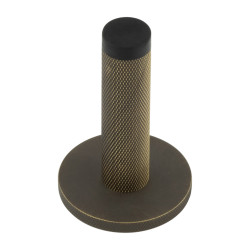 Burlington by Frelan Knurled Projection Door Stop on Knurled Rose - 76mm Projection - Antique Brass