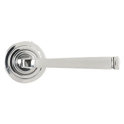 From The Anvil Polished Stainless Steel Door Handles on Round Art Deco Rose - Avon Range