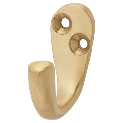 Hampstead Solid Brass Single Coat Hook - 43 x 17mm - Satin Brass