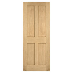 LPD London 4 Panel Unfinished Solid Internal Door - 1981 x 762 x 35mm - Oak