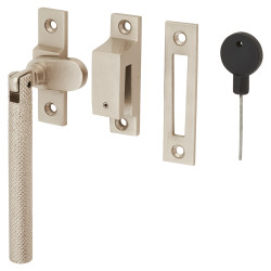 Hampstead Willow Knurled Locking Mortice & Hook Plate Window Fastener - Reversible - Satin Nickel