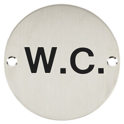 Altro WC Toilet Door Sign - 75mm Diameter - Satin Stainless Steel