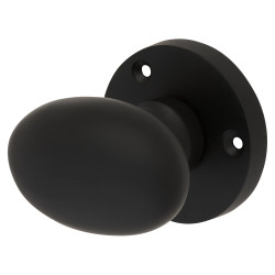 Touchpoint Matt Black Victorian Oval Mortice Door Knob - 61mm Rose Diameter